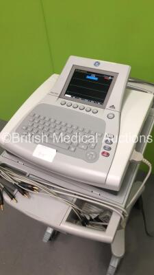 GE MAC 3500 ECG Machine on Stand with 10 Lead ECG Leads (Powers Up) *S/N SKK17190146PA* - 4