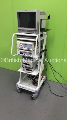 Olympus TC-C2 Compact Trolley with Sony Trinitron Monitor, Olympus Visera CLV-S40 Light Source, Olympus Visera OTV-S7 Digital Processor, Sony DVO-1000MD DVD Recorder and Sony UP-21MD Colour Video Printer (Powers Up) *S/N 2102313 / 7302327 / 7455497* - 5