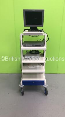 Stack Trolley with Sony Monitor and Zeiss MediLive Trio Camera Control Unit (Powers Up) *S/N 2001413*