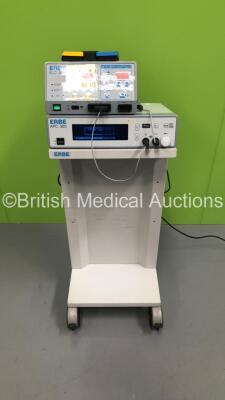 ERBE ICC 200 Electrosurgical / Diathermy Unit with ERBE APC 300 Argon Coagulator Unit Version 2.20 on Stand with Footswitch (Powers Up) *S/N E1123*