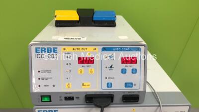 ERBE ICC 200 Electrosurgical / Diathermy Unit with ERBE APC 300 Argon Coagulator Unit Version 2.20 on Stand with Footswitch (Powers Up) *S/N E1123* - 2