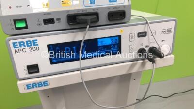 ERBE ICC 200 Electrosurgical / Diathermy Unit with ERBE APC 300 Argon Coagulator Unit Version 2.20 on Stand with Footswitch (Powers Up) *S/N E1123* - 3