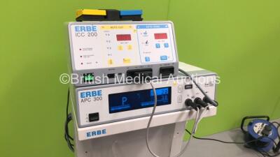 ERBE ICC 200 Electrosurgical / Diathermy Unit (No Power) with ERBE APC 300 Argon Coagulator Unit Version 2.20 on Stand with Footswitch (Powers Up) *S/N E1125* - 4