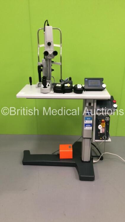 Zeiss VisuLas YAG III Laser Version 2.1.4 on Motorized Table with Footswitch and 3 x Glasses (Powers Up with 1 Key Included)