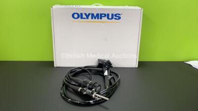 Olympus MH-908 Ultrasound Scope / Probe in Case - Engineer's Report : Optical System - Untested, Angulation - No Fault Found, Insertion Tube - No Fault Found, Light Transmission - Untested, Channels - Untested, Leak Check - No Fault Found *1410185*