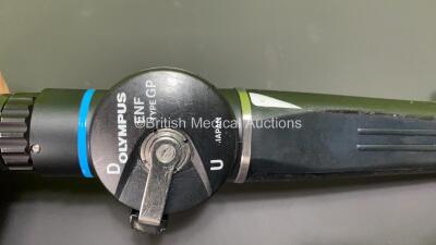 Olympus ENF-GP Laryngoscope in Case - Engineer's Report : Optical System - 1 Broken Fiber, Angulation - No Fault Found, Insertion Tube - Kink at Grip, Light Transmission - No Fault Found, Leak Check - No Fault Found *W204034* - 3