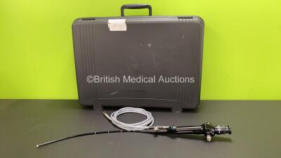 Olympus CYF-5 Cystoscope with Light Guide Cable in Case - Engineer's Report : Optical System - 3 Broken Fibers, Angulation - No Fault Found, Insertion Tube - No Fault Found, Light Transmission - No Fault Found, Channels - No Fault Found, Leak Check - No F