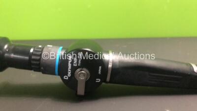 Olympus ENF-GP Laryngoscope in Case - Engineer's Report : Optical System - No Fault Found, Angulation - No Fault Found, Insertion Tube - Kink at Bending Section, Bending Section Rubber Perforated, Light Transmission - No Fault Found, Leak Check - Leak at - 3