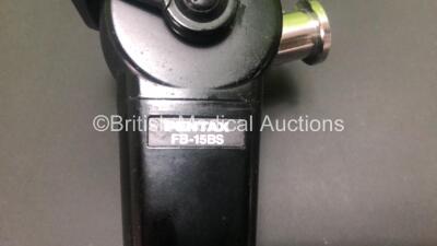 Pentax FB-15BS Bronchoscope - Engineer's Report : Optical System - Small Cluster of Broken Fibers / Dirt on Mask Edge, Angulation - No Fault Found, Insertion Tube - Crush Mark Visible, Light Transmission - No Fault Found, Leak Check - No Fault Found *A015 - 2