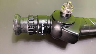 Olympus CYF-5 Cystoscope with Light Guide Cable in Case - Engineer's Report : Optical System - 3 Broken Fibers, Angulation - No Fault Found, Insertion Tube - No Fault Found, Light Transmission - No Fault Found, Channels - No Fault Found, Leak Check - No F - 3