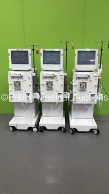 3 x B-Braun Dialog+ Dialysis Machines Software Versions 8.28 - Running Hours 17705 / 24626 / 32407 with Hoses (All Power Up) *S/N 38167 / 37818 / 38989*