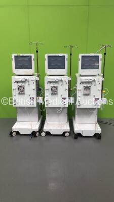 3 x B-Braun Dialog+ Dialysis Machines Software Versions 8.28 - Running Hours 37971 / 37359 / 24335 with Hoses (All Power Up) *S/N 43632 / 44080 / 33908*