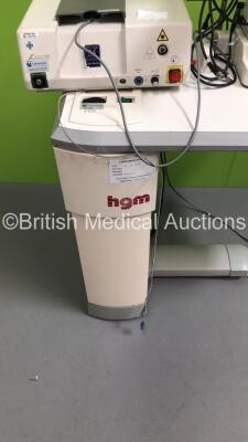 HGM/CSO Slit Lamp/YAG Laser System Including CSO SL 950 Slit Lamp with 2 x Leica 10x/21B Eyepieces,Leica 0.8x Lens and Lightlas 532 Laser on Motorized Table (Unable to Test Due to No Key) * Mfd 2001 / 2004 * - 3