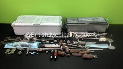 Job Lot of Various Surgical Instruments Including 2 x De Soutter HX-500 High Torque Reamer in 2 x Metal Trays