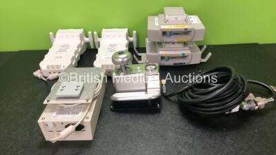 Mixed Lot Including 2 x Medrad Spectris Solaris EP MR Injection System Cartridges, 2 x Drager Infinity Docking Stations, 1 x Drager Ref MS18284-05 Power Supply and 1 x Anspach USE 120-140 PSI Footswitch