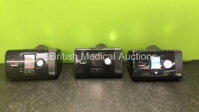 3 x ResMed AirSense 10 Autoset CPAP Units (All Power Up when Tested with Stock Power Supply-Power Supplies Not Included)