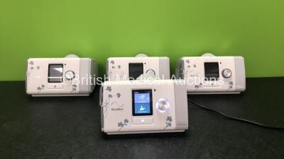 4 x ResMed AirSense 10 Autoset for Her CPAP Units (All Power Up when Tested with Stock Power Supply-Power Supplies Not Included, 1 with Missing Cover-See Photo)