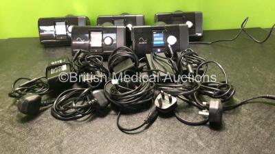 Job Lot of CPAP Units Including 3 x ResMed Airsense 10 Autoset CPAP Units and 2 x ResMed AirSense 10 Elite CPAP Units with 5 x AC Power Supplies (All Power Up) *SN 23201126031, 23183170977, 23191003581, 23191629382, 23191252695*