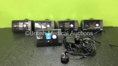 5 x ResMed Airsense 10 Autoset CPAP Units with 2 x AC Power Supplies (All Power Up 1 with Missing Tag, 2 with Missing Covers-See Photos)