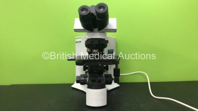 Olympus Model BX41TF Benchtop Microscope with 2 x Optics *1 x UPlan FL 10x/0.30 Optic and 1 x Olympus 100x/1.30 Optic* (Powers Up)