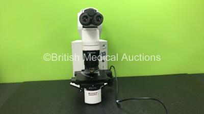 Olympus Model BX45TF Benchtop Microscope with 2 x Optics *1 x Olympus UPlanFI 100x/1.30 0.17 Optic and 1 x Olympus UPlanApo 10x/0,40 0,17 Optic* (Powers Up)
