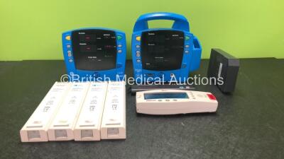 Mixed Lot Including 1 x GE V100 Dinamap Patient Monitor (Powers Up) 1 x GE Procare 400 Patient Monitor (No Power when Tested with Stock Power Supply)GE SM 201-6 Battery, 1 x 4 x Datex Ohmeda 8968955 Batteries, 1 x Masimo Radical 7 Hand Held Pulse Oximeter