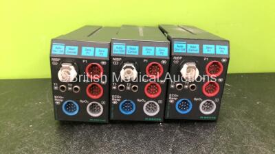 3 x Datex Ohmeda M-NESTPR-00-00 Modules Including ECG, SpO2, T1, T2, P1, P2 and NIBP Options