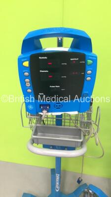 4 x GE ProCare Patient Monitors on Stands with 4 x SpO2 Finger Sensors (All Power Up) - 2