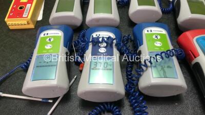 Mixed Lot Including 5 x Hemocue 201+ Blood Glucose Analyzers (All Power Up when Tested with Stock Batteries- Only 1 Units with Batteries) 2 x Philips M3864A FR2 Batteries, 5 x Covidien Filac EZA Thermometers (Al Power Up) 1 x Accu System Filac 3000AD Ther - 6