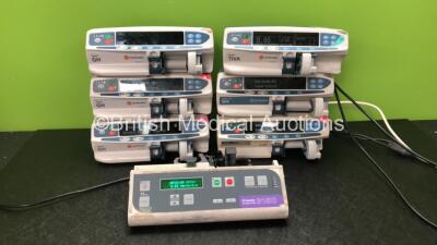 Job Lot Of Pumps Including 3 x Carefusion Alaris GH Syringe Pumps (1 Powers Up with Blank Screen, 2 with Faults-See Photos) 1 x Carefusion Alaris TIVA Syringe Pump (Powers Up) 1 x Carefusion Alaris Plus GH Syringe Pump (Powers Up with Fault) 1 x Alaris As