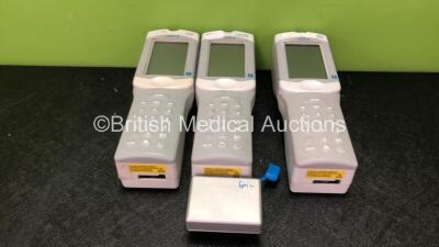 3 x Abbott i-STAT Portable Clinical Handheld Blood Analyzer with 1 x i-STAT Battery (Untested Due to No Batteries, 2 with Missing Battery Housing-See Photos)