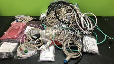 Job Lot of Patient Monitoring Cables Including ECG Leads, BP Leads and SpO2 Leads