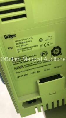 Drager Infinity Delta XL Patient Monitor on Stand with MemoMed 1, Aux/Hemo2, Aux/Hemo3, MultiMed and BP Options and Selection of Cables (Powers Up) *S/N 5399407951* - 4