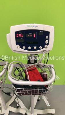 2 x Welch Allyn 53N00 VItal Signs Monitor in Stand with Cables (Both Power Up) *S/N JA027129* - 2