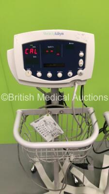 2 x Welch Allyn 53N00 VItal Signs Monitor in Stand with Cables (Both Power Up) *S/N JA027129* - 3