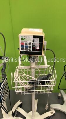 2 x CSI Criticare 506DXN Vital Signs Monitors on Stands, 1 x CSI Criticare 506NT3 Series Vital Signs Monitor on Stand and 1 x Welch Allyn SPOT Vital Signs Monitor on Stand (All Power Up) *S/N 10623738* - 4