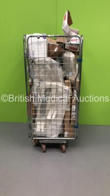 Cage of Mixed Consumables Including EnFit Nasogastric Feeding Tubes, Philips Heartstart Defib Pads and HIll-Rom Caster Sets (Cage Not Included - Majority Out of Date)