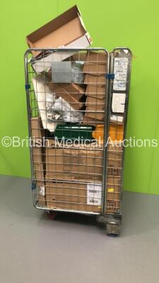 Cage of Mixed Consumables Including EnFit Nasogastric Feeding Tubes, Philips Heartstart Defib Pads and HIll-Rom Caster Sets (Cage Not Included - Majority Out of Date) - 2