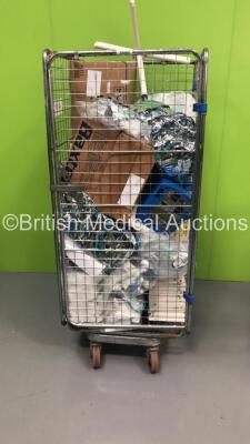 Cage of Consumables Including Intersurgical Supraglottic Airways, M40 Transystem Swabs and Dinamap Pro 400 Vital Signs Monitor (Cage Not Included)