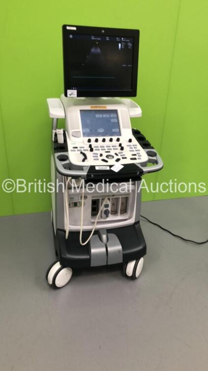 GE Vivid E9 Flat Screen Ultrasound Scanner *S/N VE96028* **Mfd 09/2013** Application Software Version 112 Revision 1.7 System Software Version 104.3.6 with 1 x Transducer / Probe (M5S-D Ref GE-3MIX *Mfd 09/2015*) and Sony UP-D897 Digital Graphic Printer (