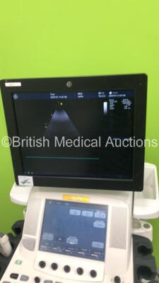 GE Vivid E9 Flat Screen Ultrasound Scanner *S/N VE96028* **Mfd 09/2013** Application Software Version 112 Revision 1.7 System Software Version 104.3.6 with 1 x Transducer / Probe (M5S-D Ref GE-3MIX *Mfd 09/2015*) and Sony UP-D897 Digital Graphic Printer ( - 3