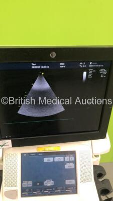 GE Vivid E9 Flat Screen Ultrasound Scanner *S/N VE96028* **Mfd 09/2013** Application Software Version 112 Revision 1.7 System Software Version 104.3.6 with 1 x Transducer / Probe (M5S-D Ref GE-3MIX *Mfd 09/2015*) and Sony UP-D897 Digital Graphic Printer ( - 4