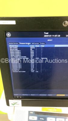 GE Vivid E9 Flat Screen Ultrasound Scanner *S/N VE96028* **Mfd 09/2013** Application Software Version 112 Revision 1.7 System Software Version 104.3.6 with 1 x Transducer / Probe (M5S-D Ref GE-3MIX *Mfd 09/2015*) and Sony UP-D897 Digital Graphic Printer ( - 9