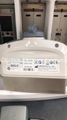 GE Vivid E9 Flat Screen Ultrasound Scanner *S/N VE96028* **Mfd 09/2013** Application Software Version 112 Revision 1.7 System Software Version 104.3.6 with 1 x Transducer / Probe (M5S-D Ref GE-3MIX *Mfd 09/2015*) and Sony UP-D897 Digital Graphic Printer ( - 16