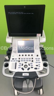 GE Vivid E9 Flat Screen Ultrasound Scanner *S/N VE96033* **Mfd 09/2013** with 1 x Transducer / Probe (M5S-D Ref GE-3MIX *Mfd 09/20113*) (HDD REMOVED) - 2