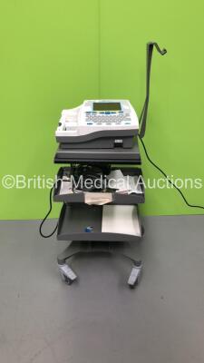 Burdick Atria 6100 ECG Machine on Stand with 10 Lead ECG Leads (Powers Up - Missing Printer Cover) *S/N A6100-004809* **Mfd 2009**