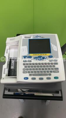 Burdick Atria 6100 ECG Machine on Stand with 10 Lead ECG Leads (Powers Up - Missing Printer Cover) *S/N A6100-004809* **Mfd 2009** - 2