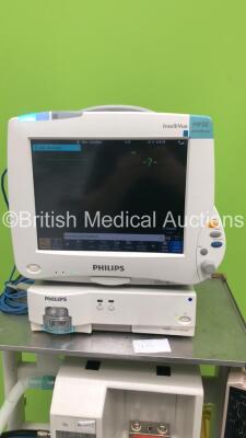 Drager Titus Anaesthesia Machine with Smiths Medical ventiPac Ventilator, Philips IntelliVue MP50 Anaesthesia Monitor, Philips IntelliVue X2 Monitor with Press, Temp, NBP, SPO2 and ECG/ Resp Options and Philips IntelliVue G5-M1019A Gas Module with Water T - 2