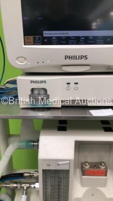 Drager Titus Anaesthesia Machine with Smiths Medical ventiPac Ventilator, Philips IntelliVue MP50 Anaesthesia Monitor, Philips IntelliVue X2 Monitor with Press, Temp, NBP, SPO2 and ECG/ Resp Options and Philips IntelliVue G5-M1019A Gas Module with Water T - 3