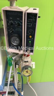 Drager Titus Anaesthesia Machine with Smiths Medical ventiPac Ventilator, Philips IntelliVue MP50 Anaesthesia Monitor, Philips IntelliVue X2 Monitor with Press, Temp, NBP, SPO2 and ECG/ Resp Options and Philips IntelliVue G5-M1019A Gas Module with Water T - 7